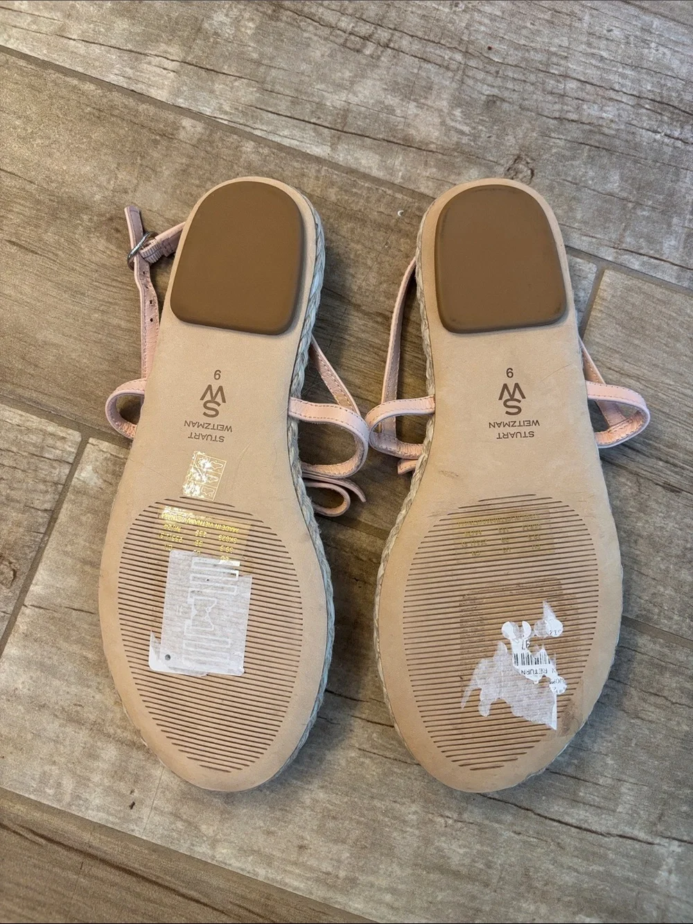 Stuart Whitman Women’s Pink Espadrille T-Strap Sandals